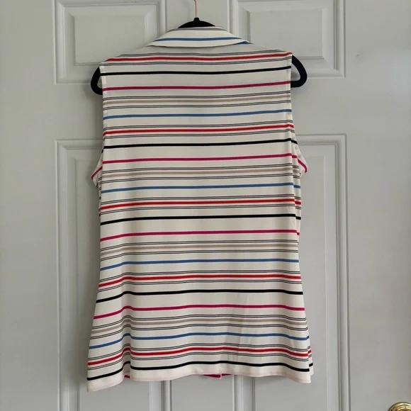 ❤️2/$15 or 3/$21❤️Tommy Hilfiger Striped Sleeveless Button-Down Top, Size L - Picture 7 of 12
